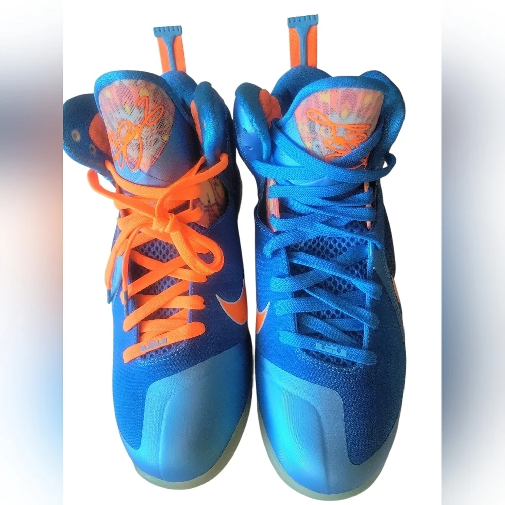 Nike Lebron 9 Men's Blue and Orange Sz11.5 Athletic Shoes